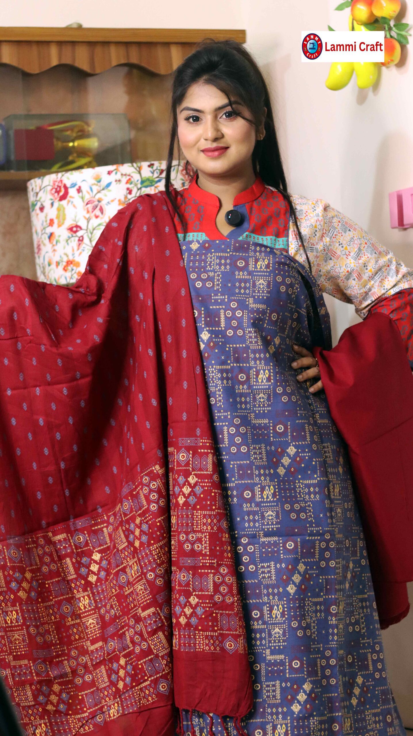 IMG_0372 Lammi Craft Cotton Unstitch 3 pieces for women- Un3pcs-3015 - Image 1